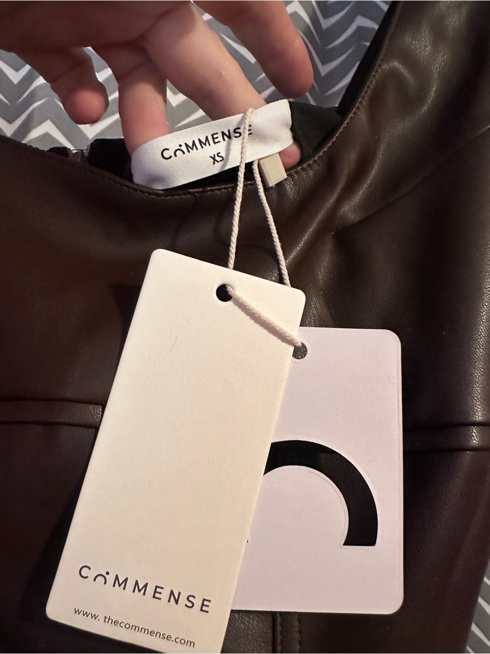 NWT Commense | Faux Leather Skinny Strappy Dress, XS - Picture 6 of 8